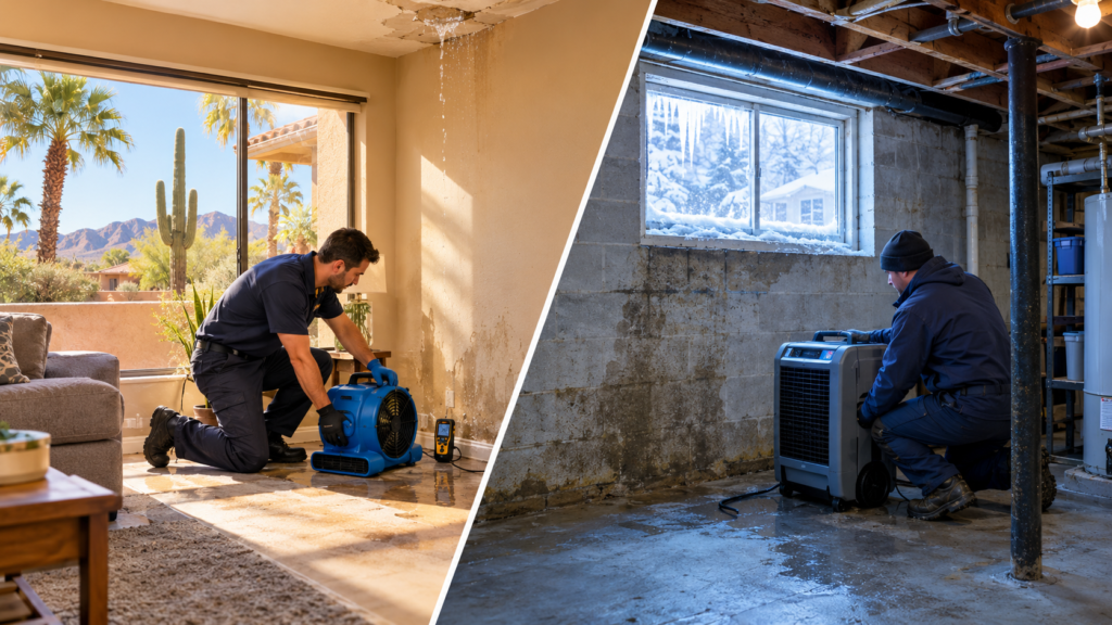 Water Damage in Phoenix vs. Cold-Climate Cities: How the Restoration Process Differs